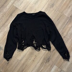 Distressed Black Sweater Top